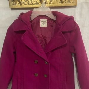 Old Navy Girls' Fuchsia Hooded Double-Breasted Peacoat